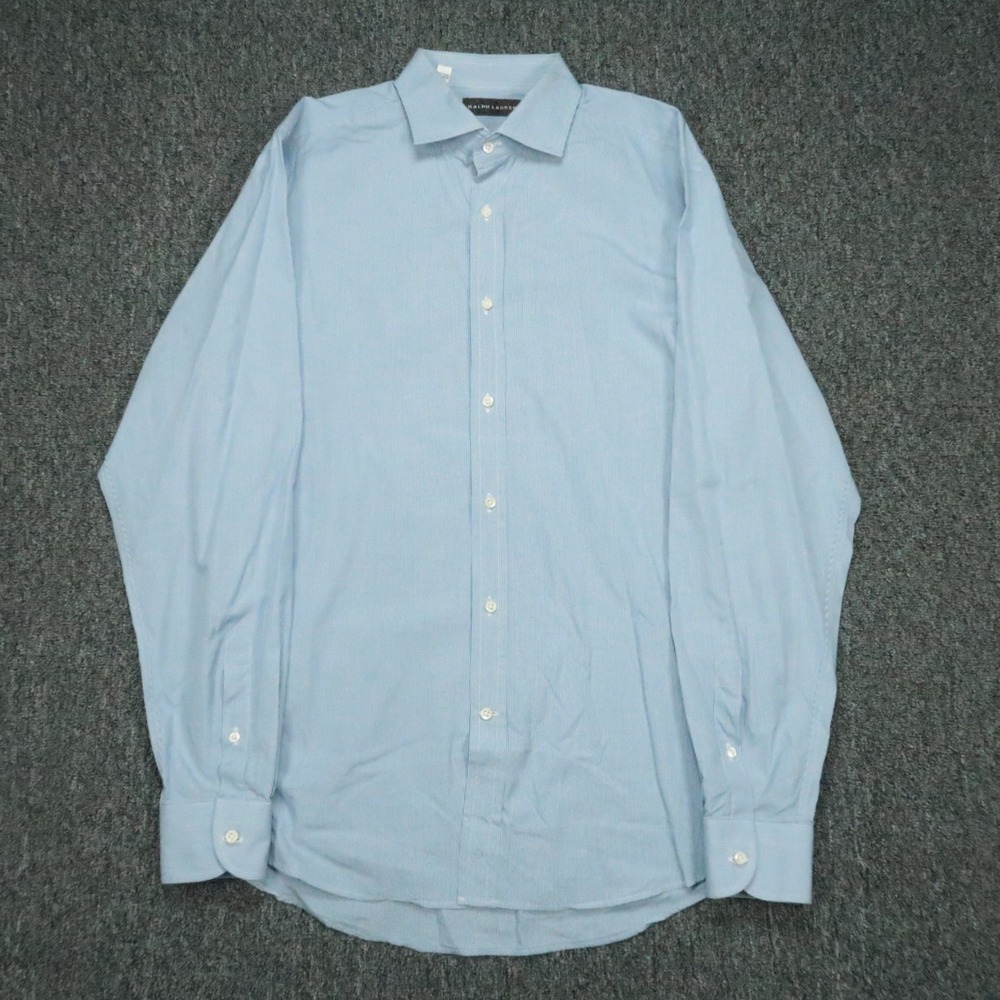 Ralph Lauren Black Label Shirt Men Medium 16.5 Blue Check Long Sleeve Button